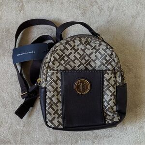 Tommy Hilfiger Black and Tan Geometric Backpack